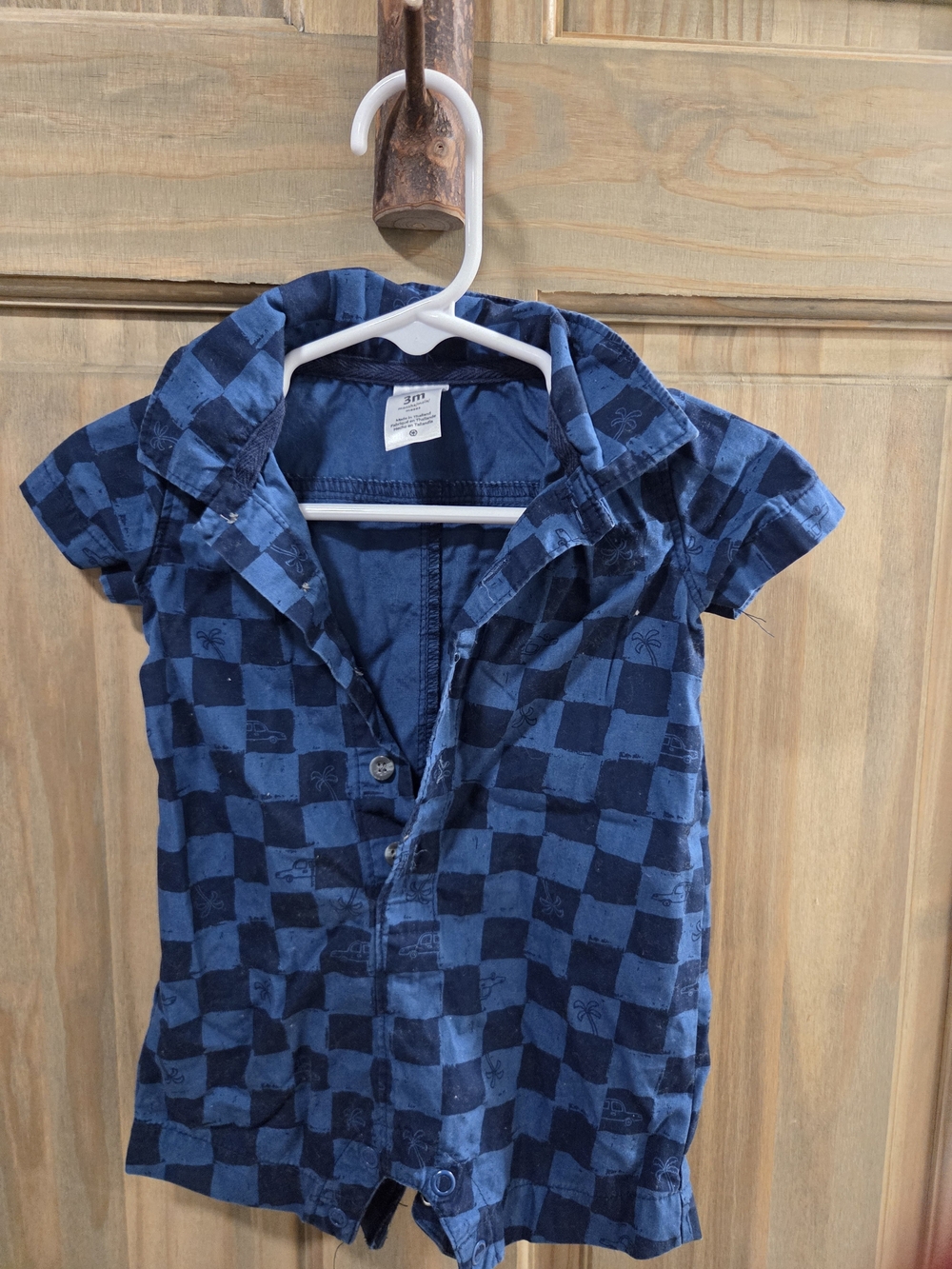 **BUNDLE & SAVE** Carter's Navy Checkered Short-Sleeve Button-Front Romper
